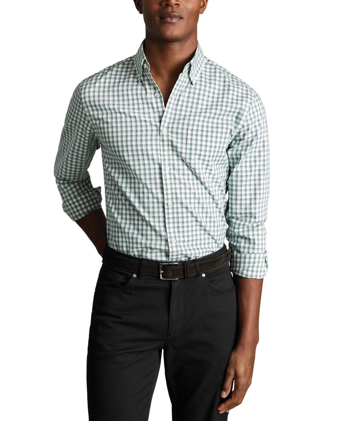 Charles Tyrwhitt Men's Slim Fit Long Sleeve Check Button-down Shirt