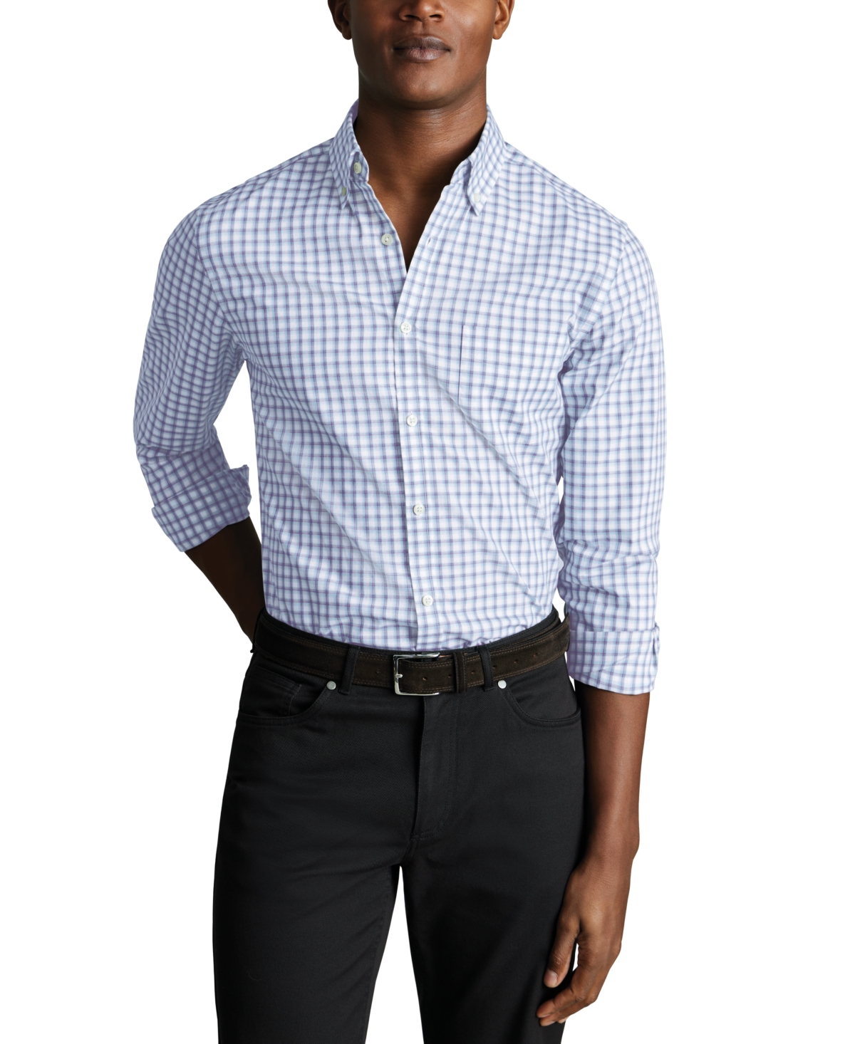 Charles Tyrwhitt Men's Slim Fit Long Sleeve Check Button-down Shirt
