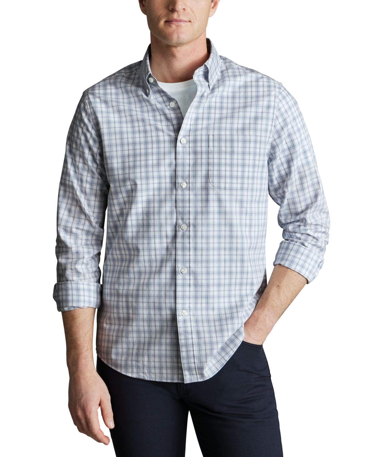 Charles Tyrwhitt Men's Slim Fit Long Sleeve Check Button-down Shirt