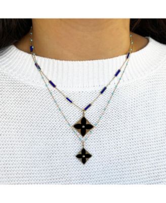 Gold Clover Station Lariat Necklace 14K Gold