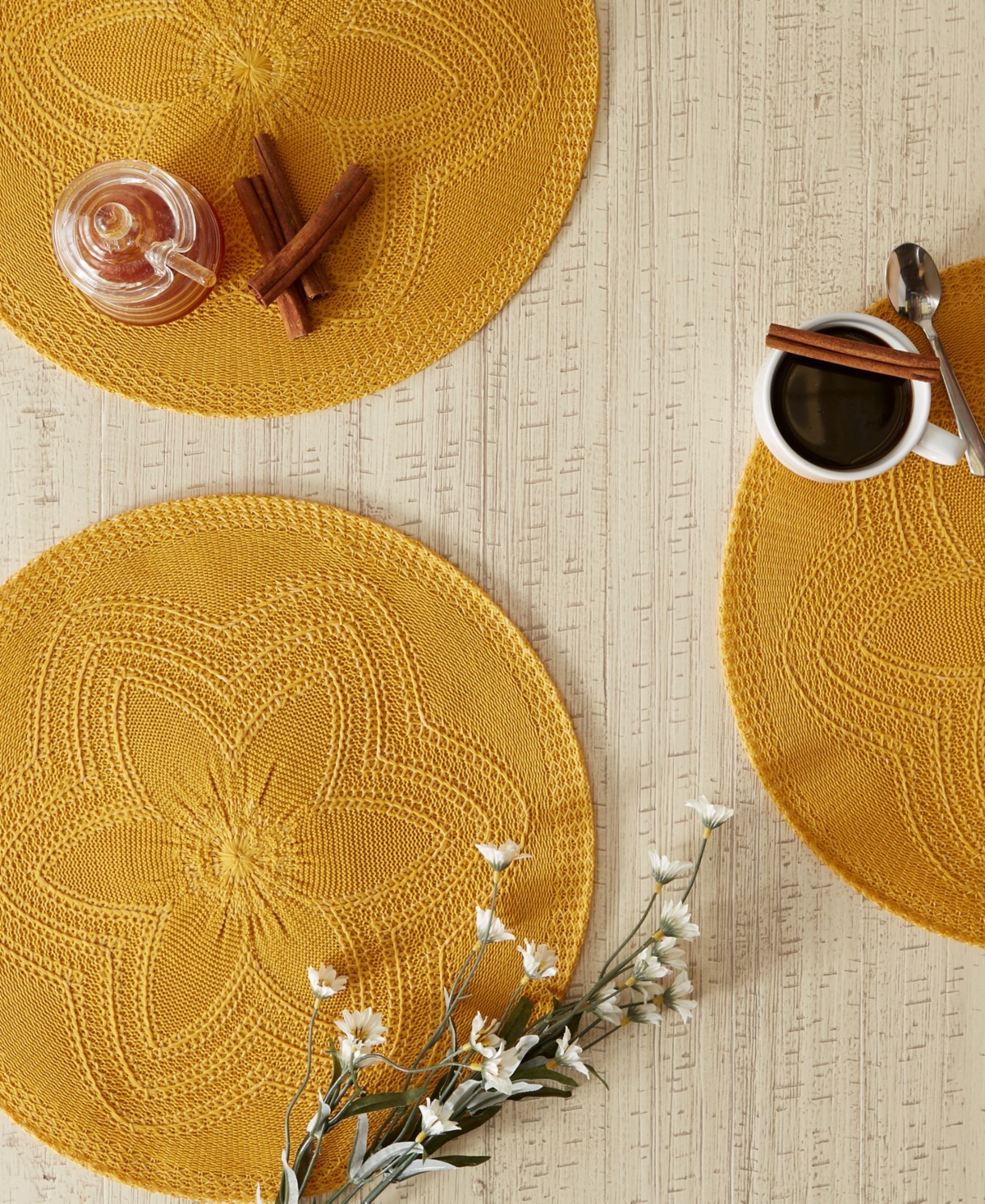Design Imports Floral Woven Round Placemat, Set Of 6