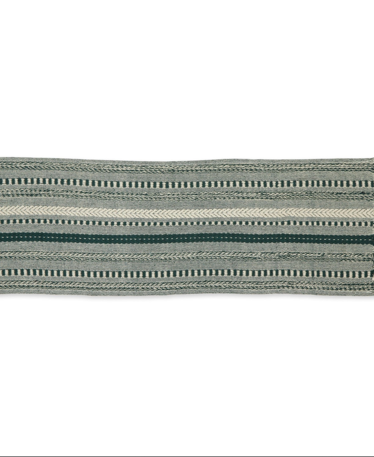 Design Imports Braided Stripe Jacquard Fringe Table Runner, 15" X 108"