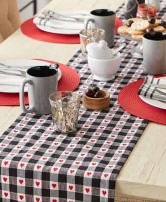 Hearts Dobby Check Table Runner, 14" x 108"