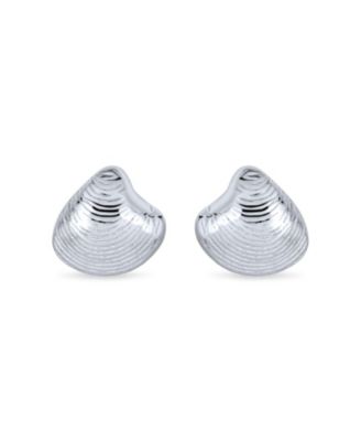 Hawaiian Seaside Stud Earrings Clam Seashell Sterling Silver Tropical Vibes