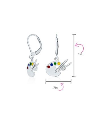 Painter's Palette Multi-Color Enamel Dangle Earrings in Sterling Silver