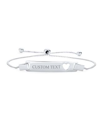 Delicate Petite Heart ID Bracelet Sterling Silver 5-6 Inch Small Wrists