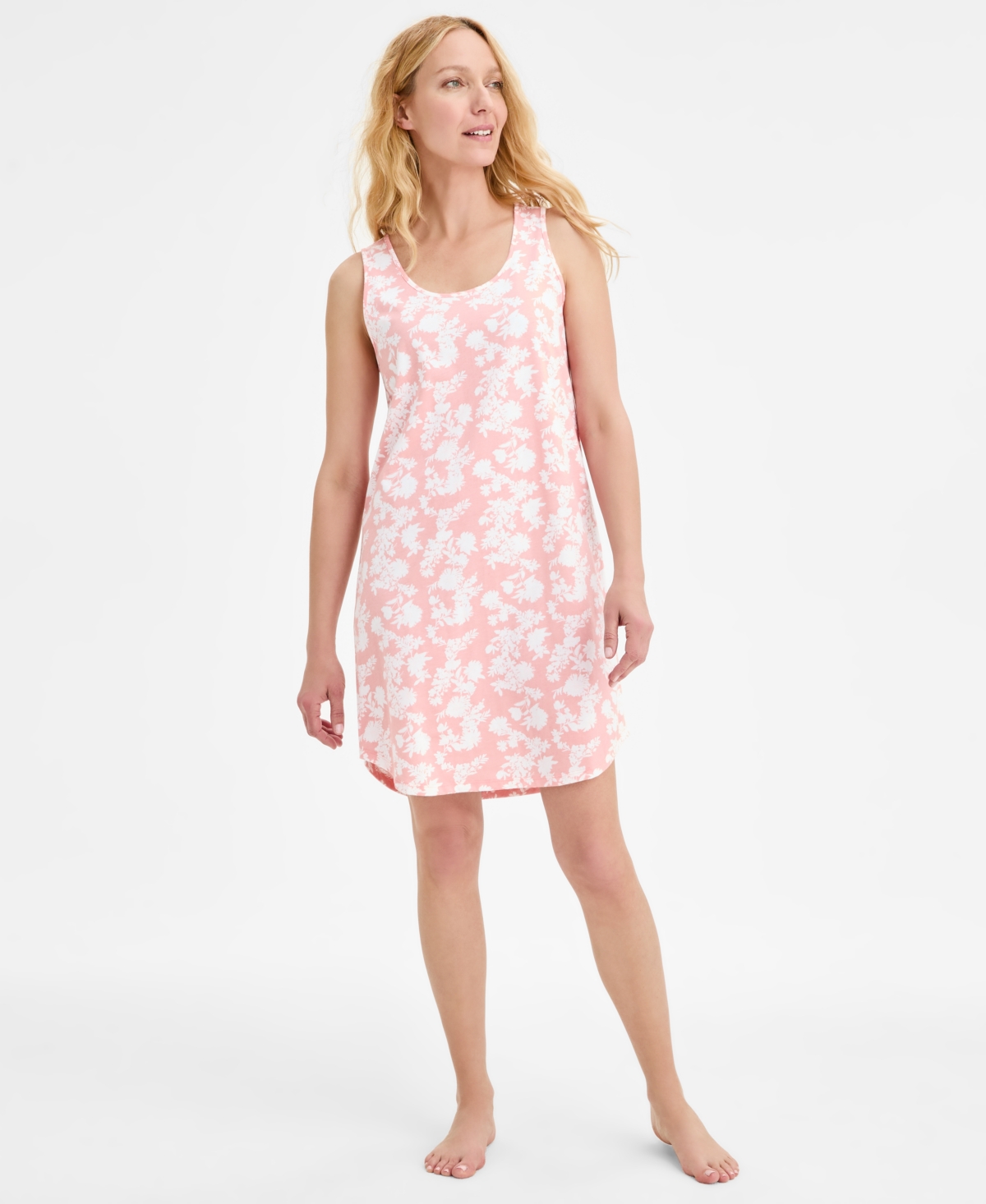 Women's Printed Jersey Tank Sleepshirt, Exclusively at Macy's - Blossom Bl