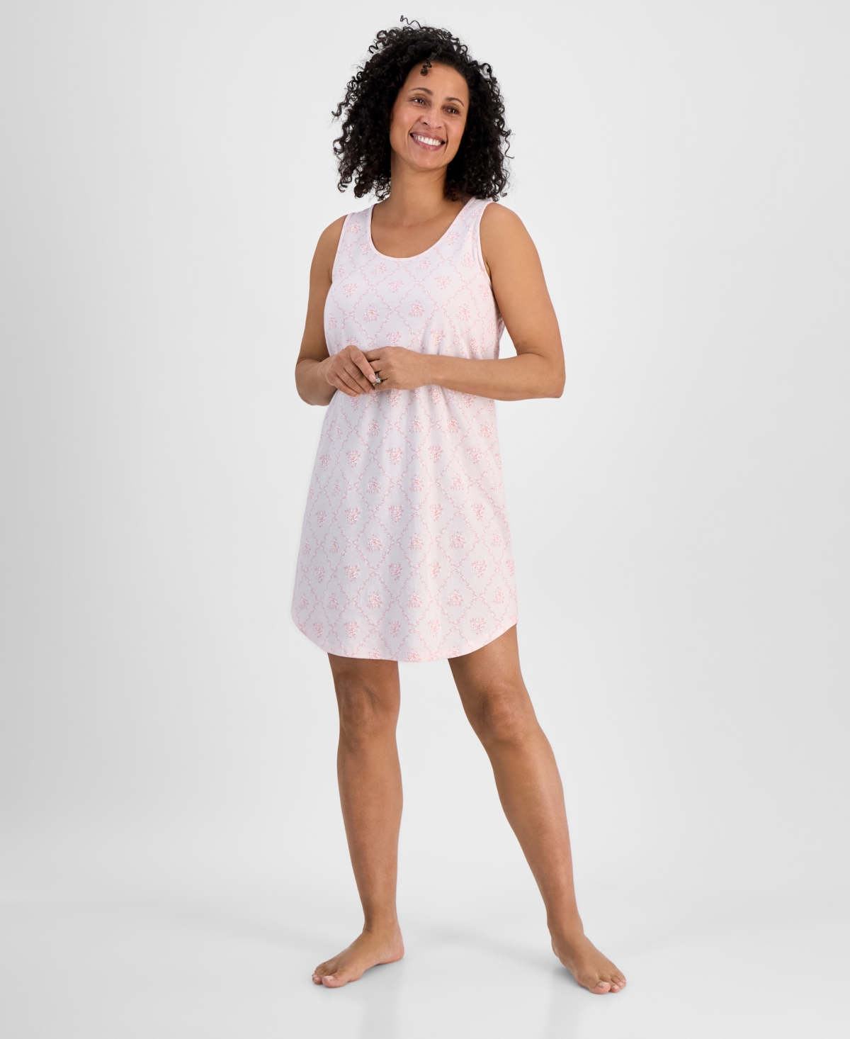 Women's Printed Jersey Tank Sleepshirt, Exclusively at Macy's - Blossom Bl