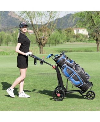 Durable Foldable Steel Golf Cart with Mesh Bag