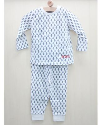 Big Boys Organic Cotton 2PC Pajama Set, Greenwich (Black & White)