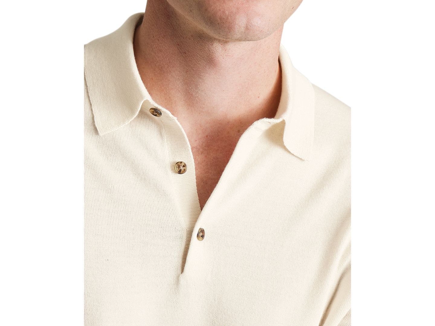 Мужской свитер Charles Tyrwhitt Merino Wool Polo Sweater, цвет: Кремовый — фото 2