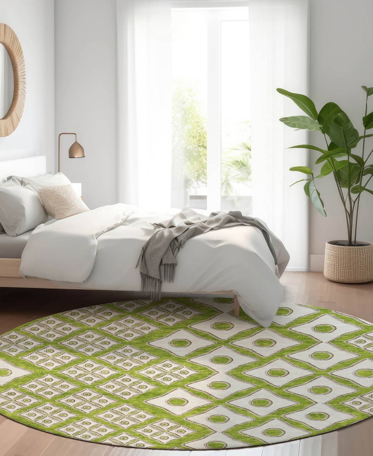 Addison Chantille Acn866 8'x8' Round Area Rug In Lime