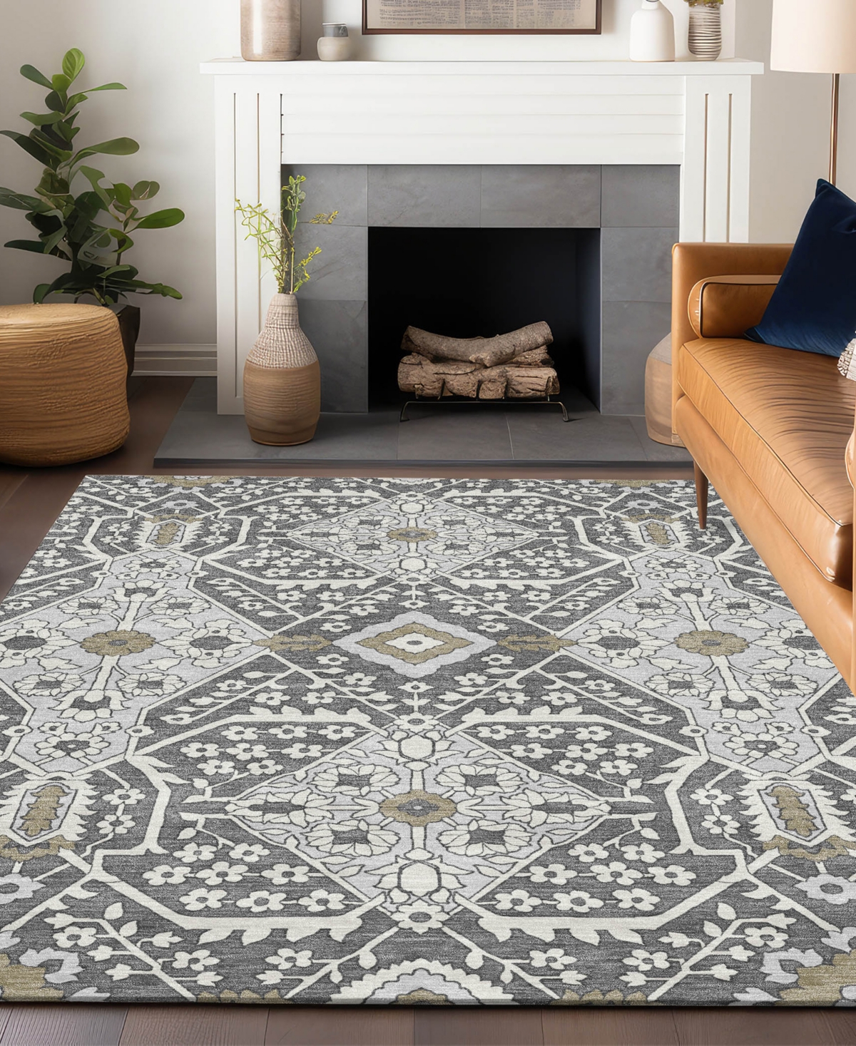 Addison Chantille Acn863 5'x7'6" Area Rug In Charcoal