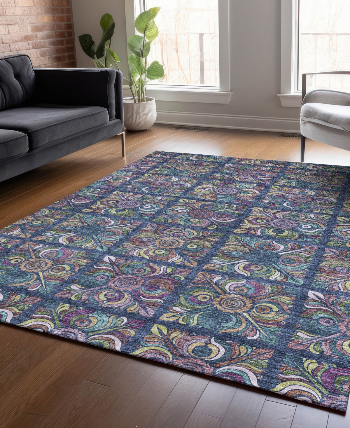 Addison Chantille Acn852 5'x7'6" Area Rug In Navy