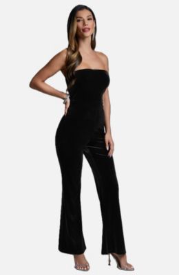 Women's Strapless Velvet Jumpsuit