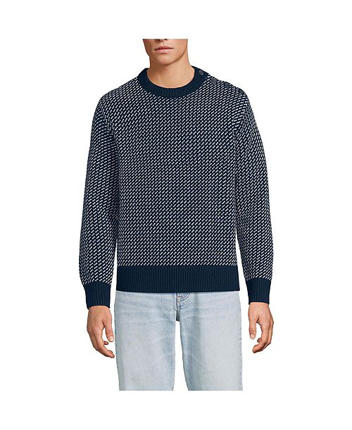 alfani Lands' End Men's Drifter Jacquard Button Up Crewneck Sweater Men's Fashion & Accessories