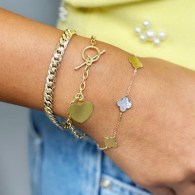 Gold Heart Toggle Bracelet 14K Yellow Gold