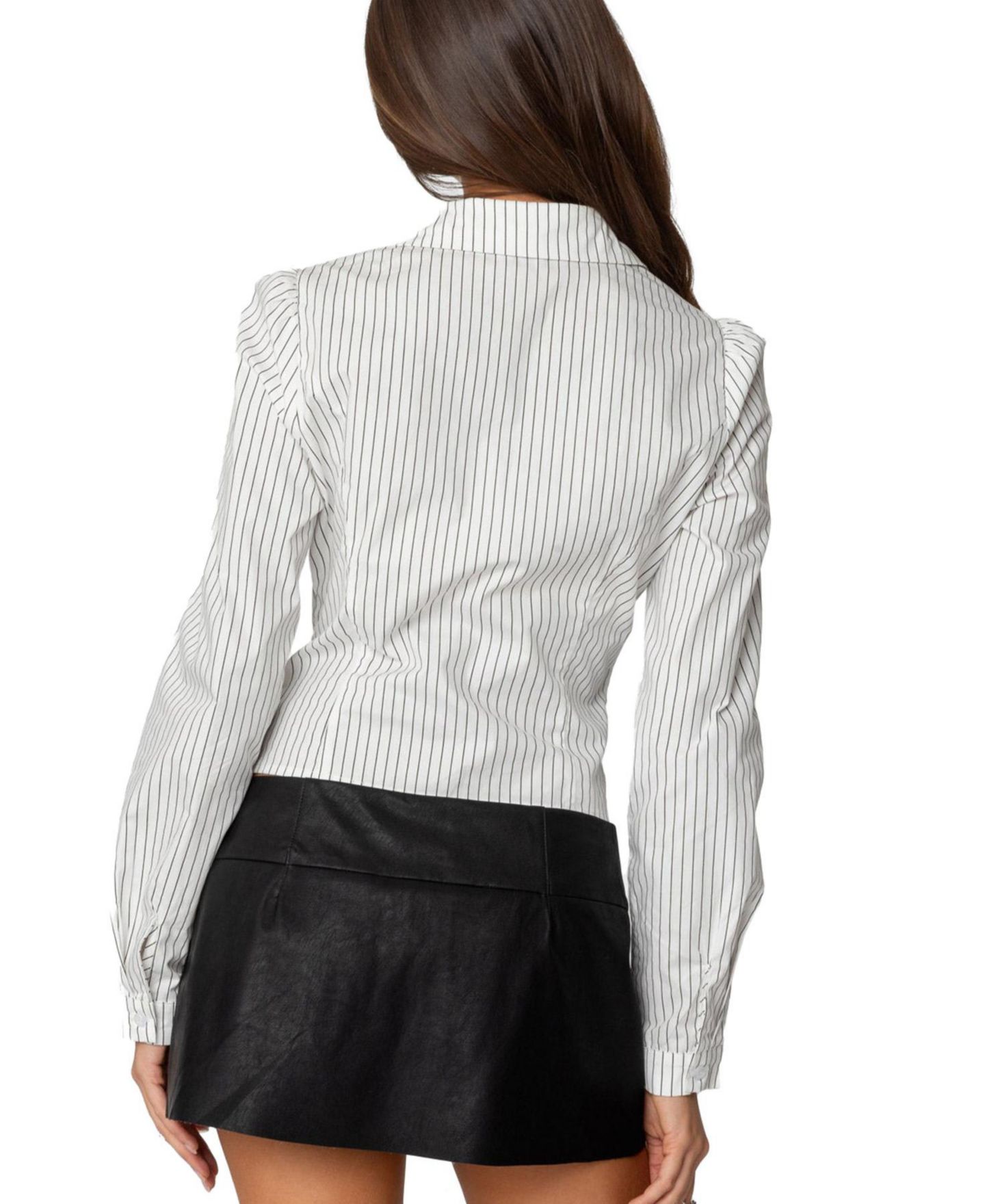 Женская рубашка Edikted Tailored Pinstripe Button Up, цвет: Чёрный белый — фото 2