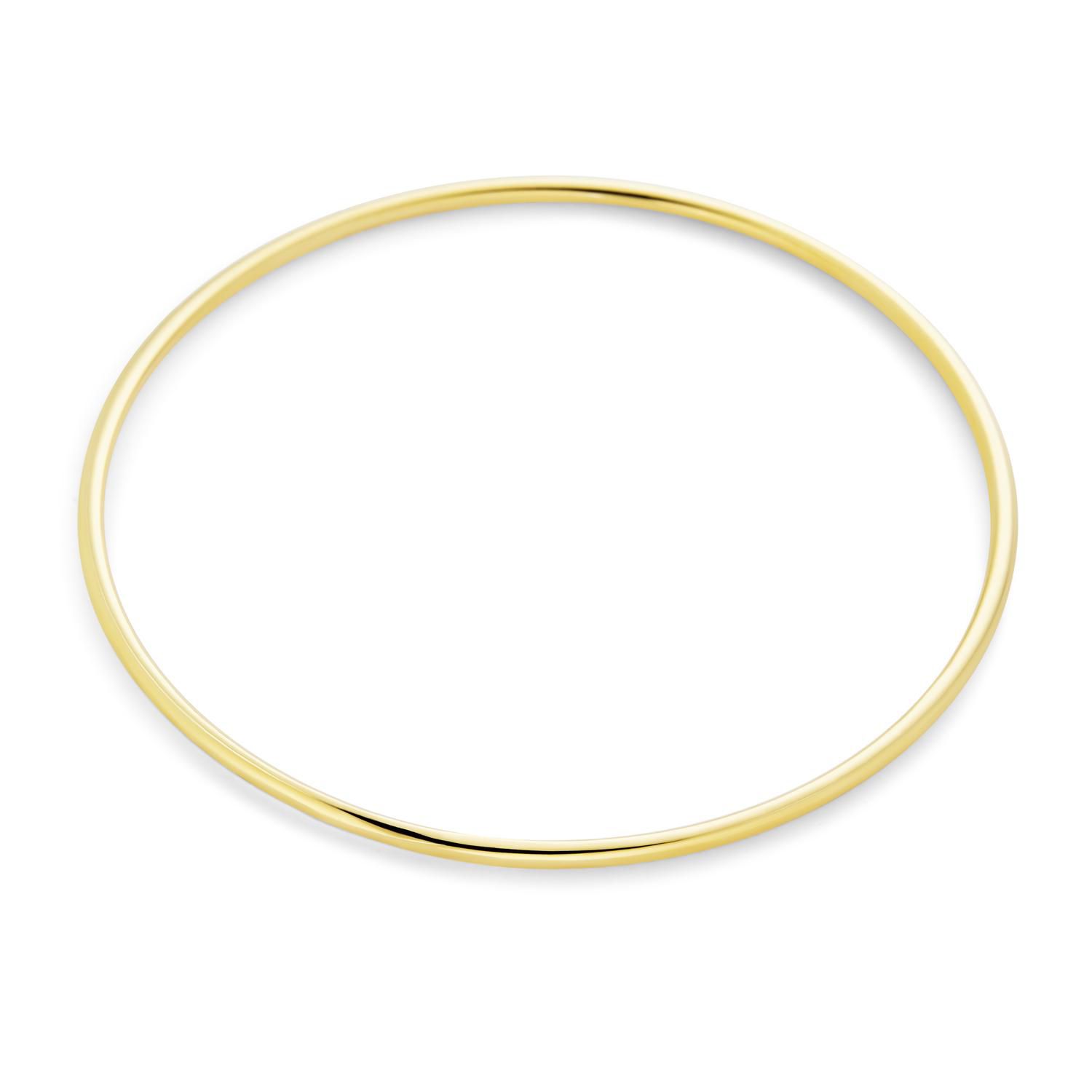 Simple Thin 2MM Round Smooth Bangle Bracelet Stackable Yellow Gold Plated