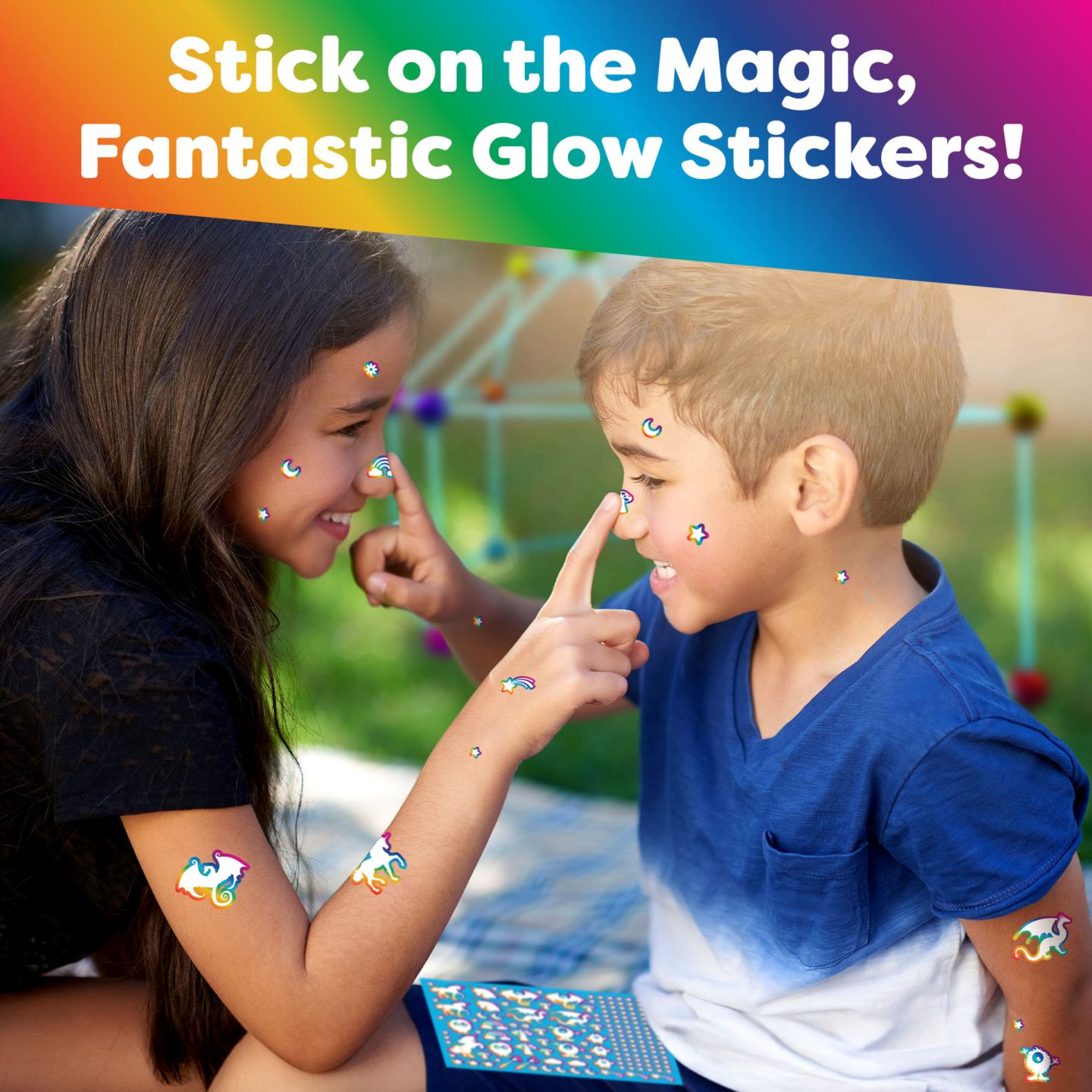 Детский конструктор Power Your Fun Glow in the Dark Rainbow Fun Forts 90-Piece Building Set, Ages 4+ — фото 6
