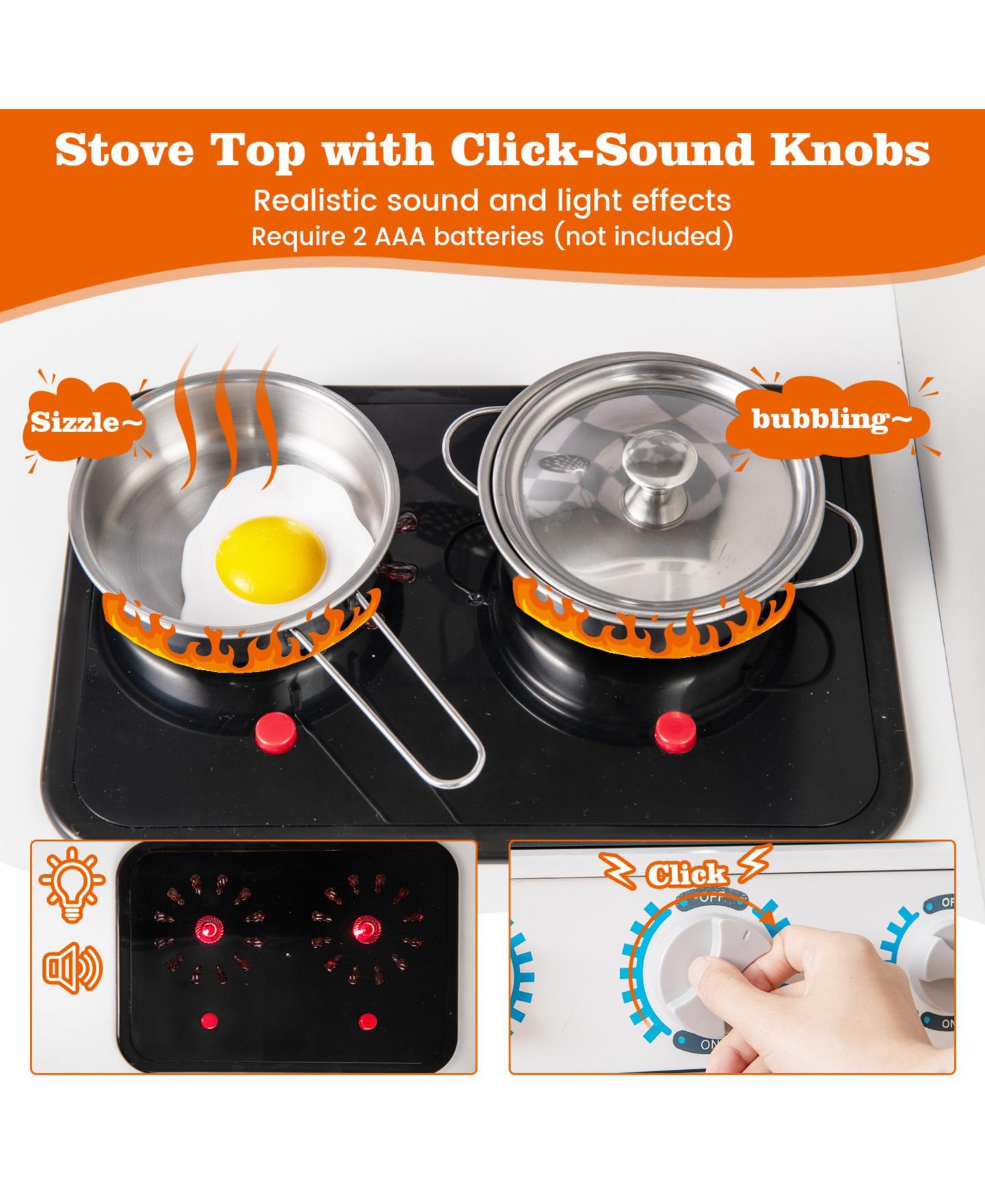 Детская игрушка Slickblue Interactive Sounds and Lights Play Kitchen, от 3 лет, цвет: Белый — фото 2