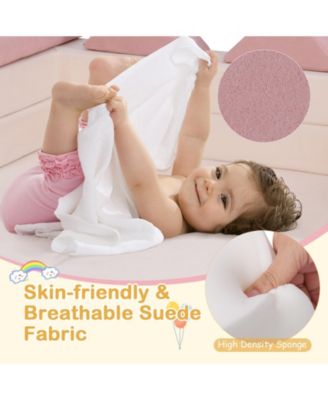 9-Piece Foam Climb and Crawl Playset with Soft Suede Cover for Toddlers