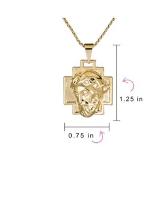 Yellow Gold Plated Pendant Necklace with Jesus Christ Cross Medallion