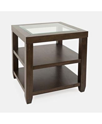 Urban Icon Contemporary Glass Inlay End Table with Storage, Merlot