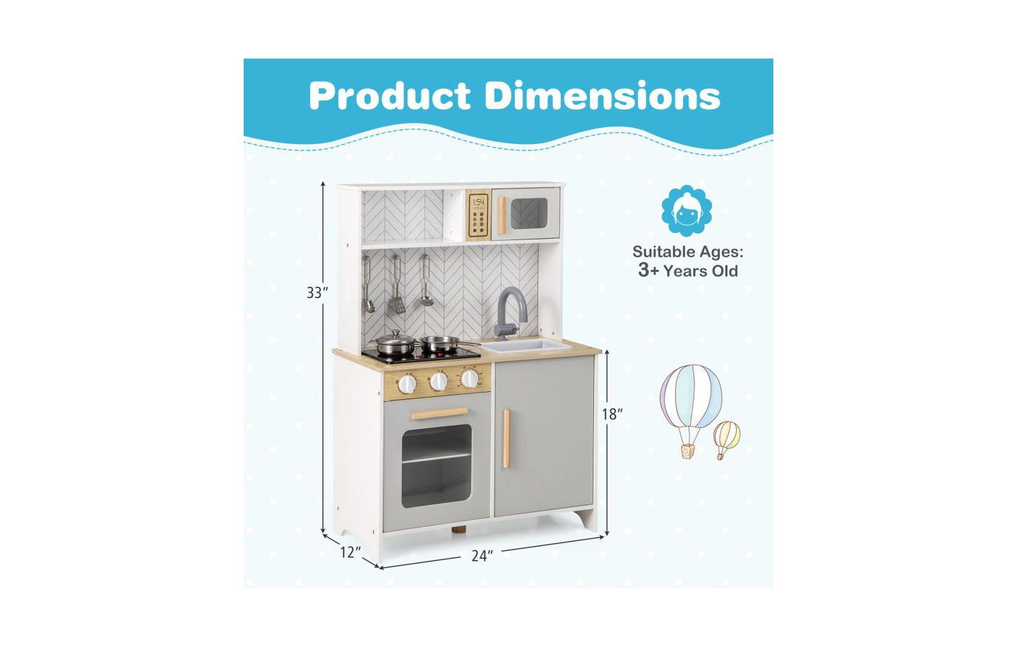 Детский игровой набор Slickblue Lights and Sounds Kids' Kitchen Playset, Ages 3+, цвет: Белый — фото 2