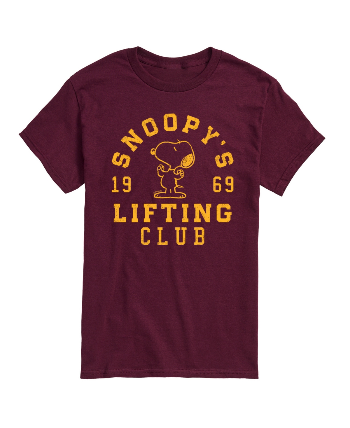 Airwaves Men's Peanuts Snoopy's Lifting Club Short Sleeve T-shirt In Red