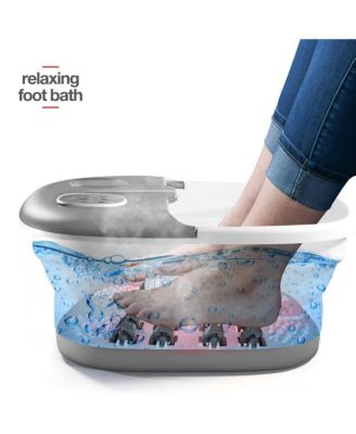 Heated Jets Foot Spa w/Remote, Pumice Stone, Collapsible Design, Bubbles, Vibration, Massage