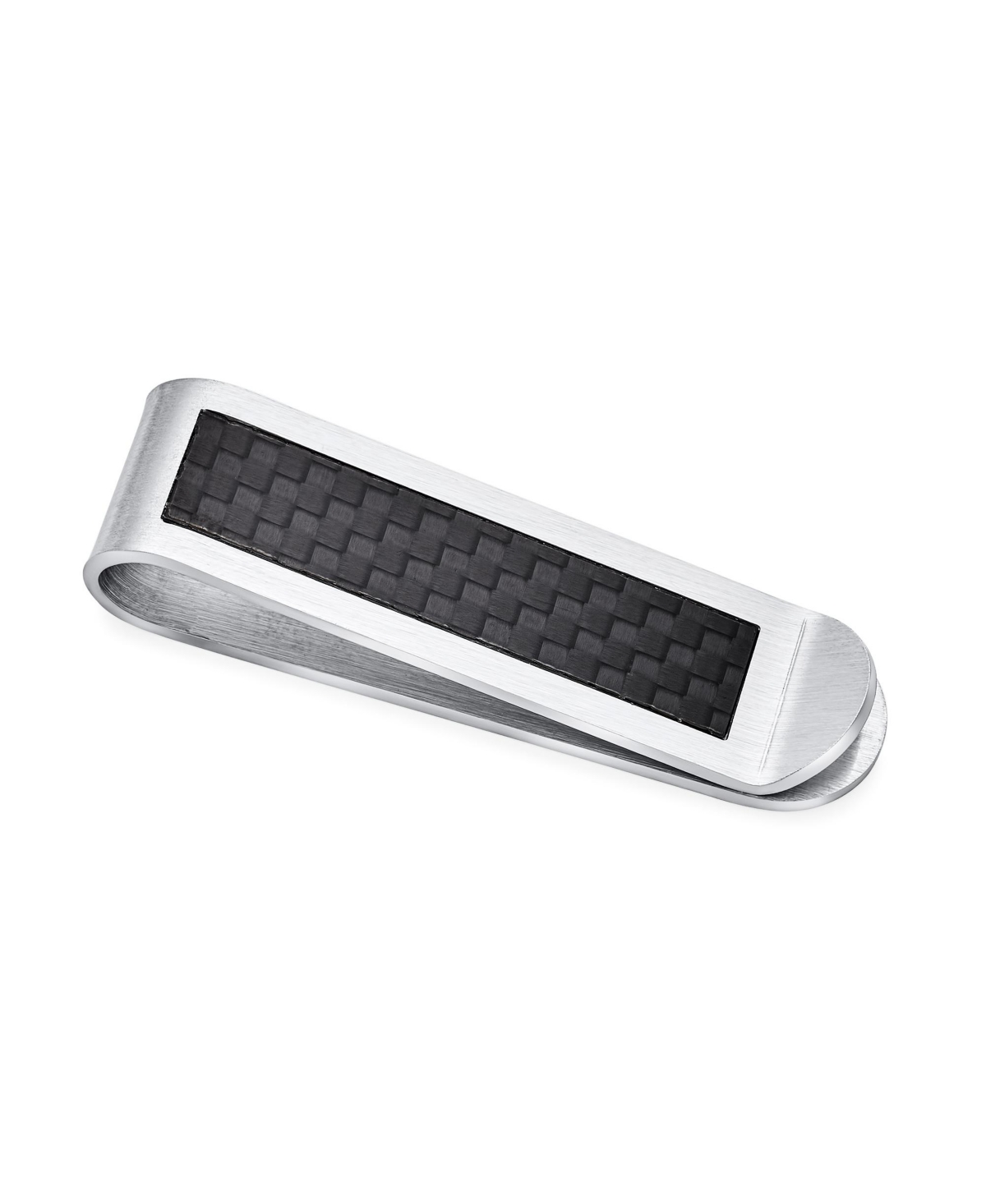 Two Tone Black Weave Carbon Fiber Money Clip Card Holder - Black