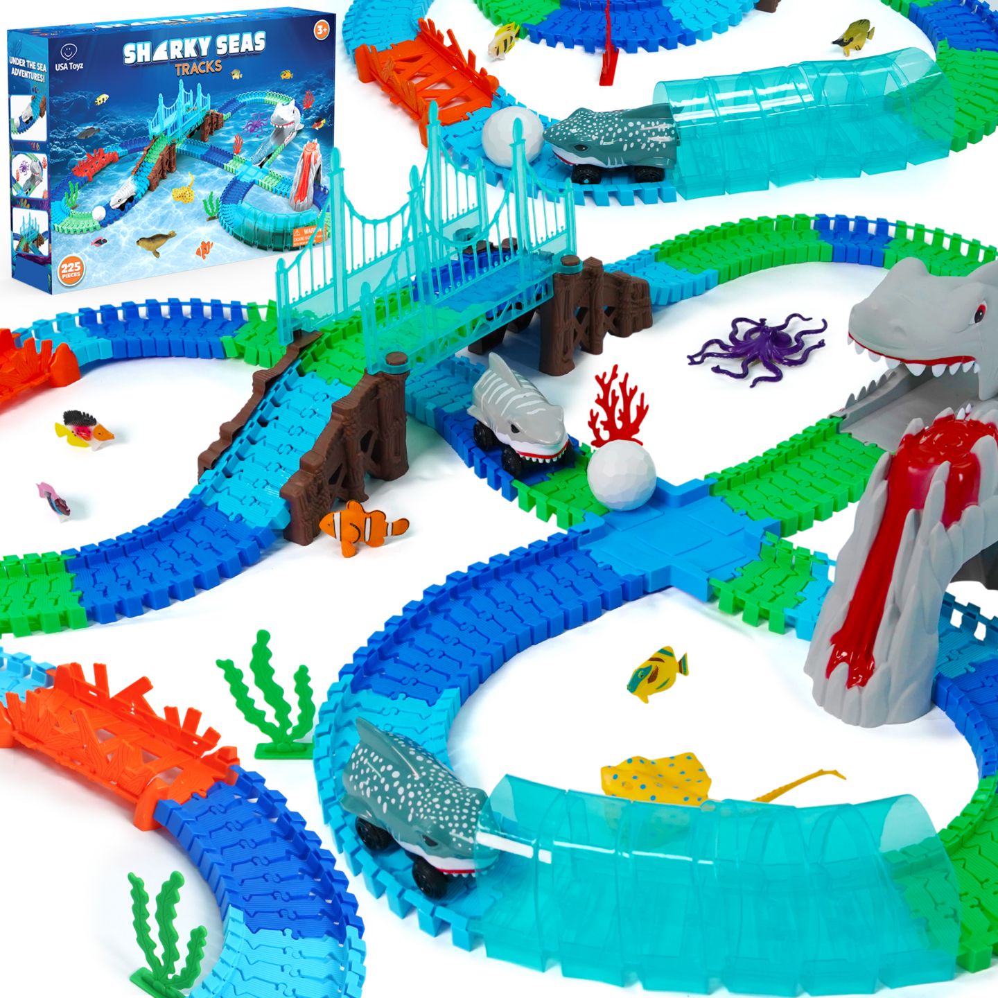Детский конструктор USA Toyz Sharky Seas Race Track 225-Piece Building Set, Ages 6+ — фото 1