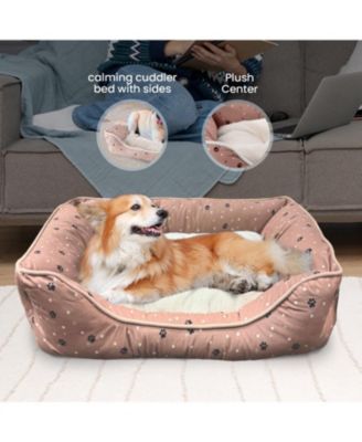 Microsuede Pet Bed, Dog Beds for Small Dogs and Cats,  Calming Cuddler Bed for Pets with Sides and Plush Center