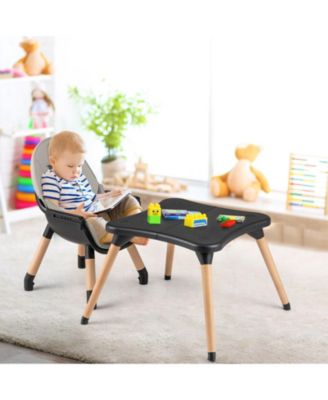 5-in-1 Baby Convertible Wooden High Chair with Detachable Tray