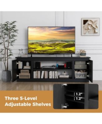 TV Cabinet with 3 Adjustable Shelves and Anti-Tipping Kits Secure Entertainment Center for Living Room