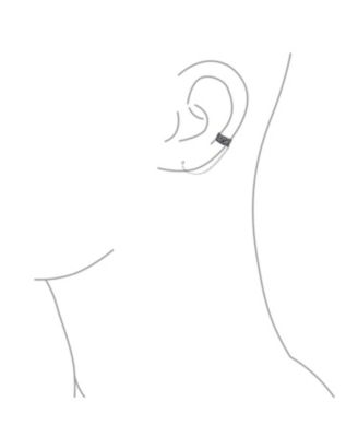 Floral Flower Leaf Rose Wrap Cartilage Ear Cuff Chain Pierced Ear Stud Earring Oxidized .925 Sterling Silver