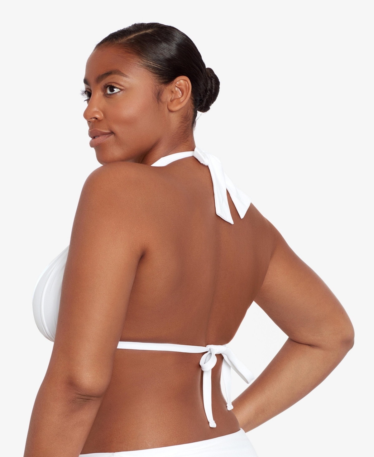 Ralph Lauren Mold Cup Halter Bikini Bra Top In White