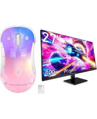 LED Rechargeable Wireless Mouse and 27 Inch Computer Monitor 100hz 1920 x 1080p with HDMI