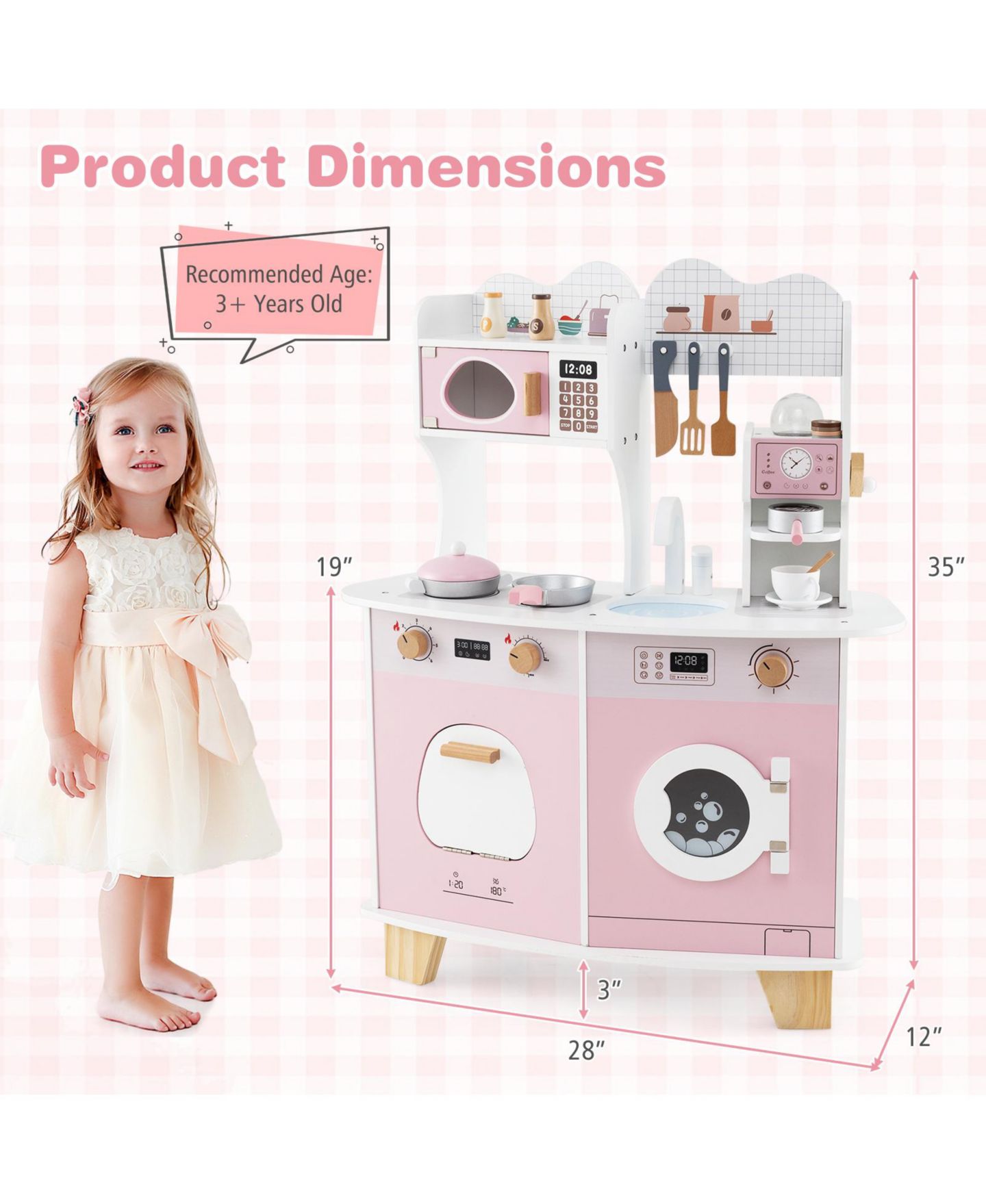 Детский игровой набор Slickblue Coffee Maker Kitchen Playset, Ages 3+, цвет: Розовый — фото 4