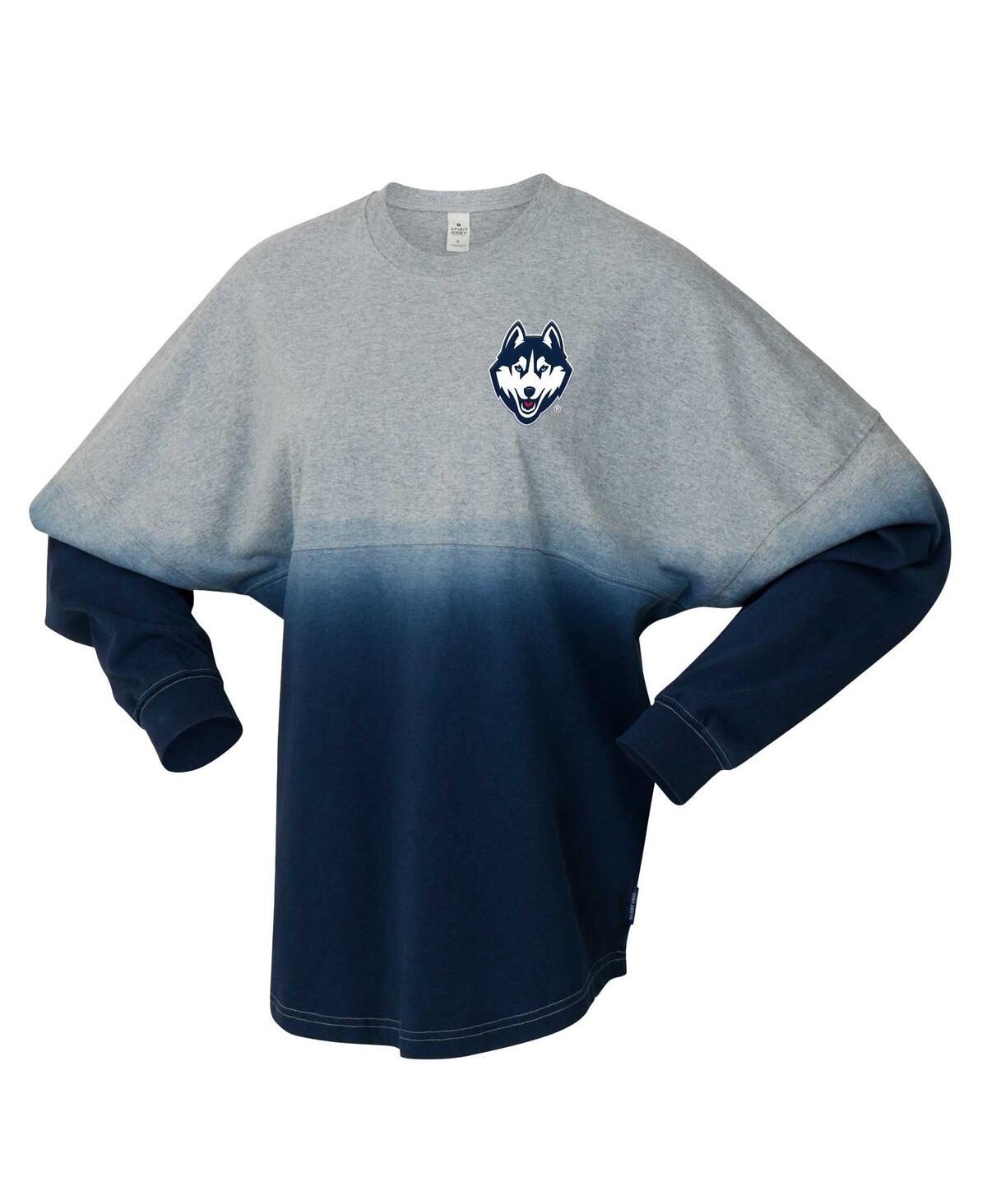 Spirit Jersey Men's And Women's Navy/gray Uconn Huskies Ombre Long Sleeve T-shirt In Navy,gray
