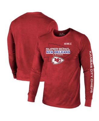 Majestic - Men's Red Kansas City Chiefs Super Bowl LIX Tri-Blend Long Sleeve T-Shirt