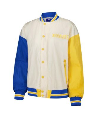 Women's White Golden State Warriors Full-Snap Bomber Jacket