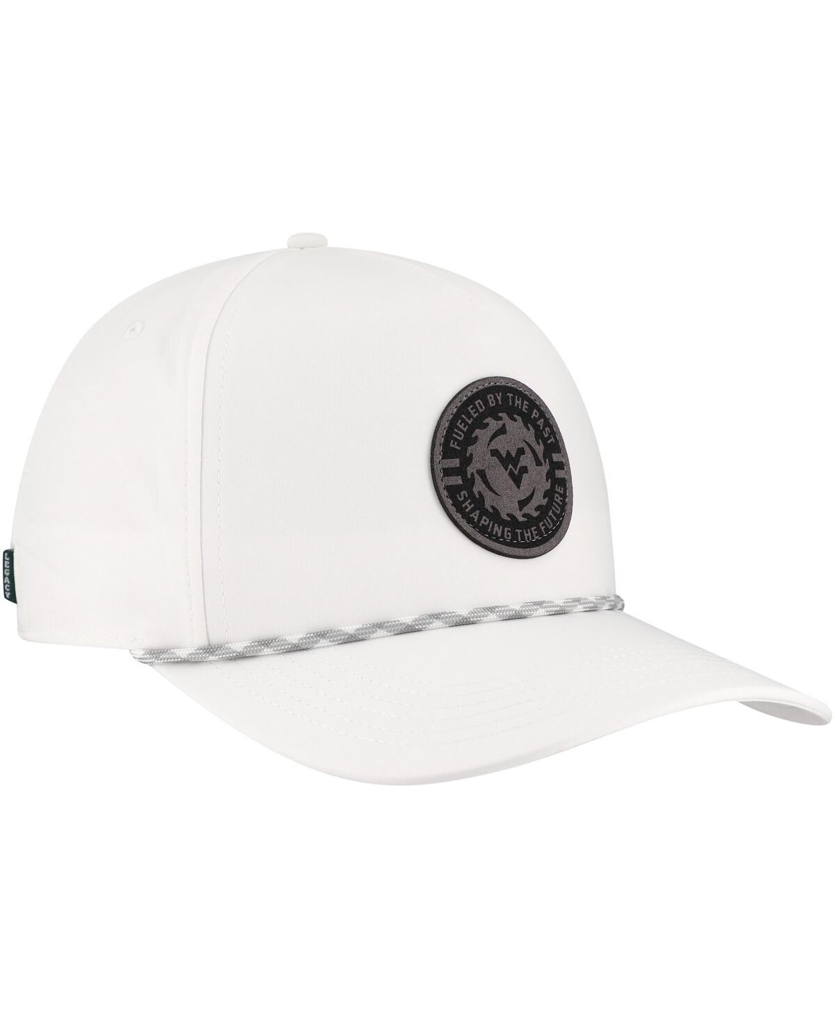 LEGACY ATHLETIC MEN'S WHITE WEST VIRGINIA MOUNTAINEERS BUILT ON BRAVERY CADDY ADJUSTABLE HAT 