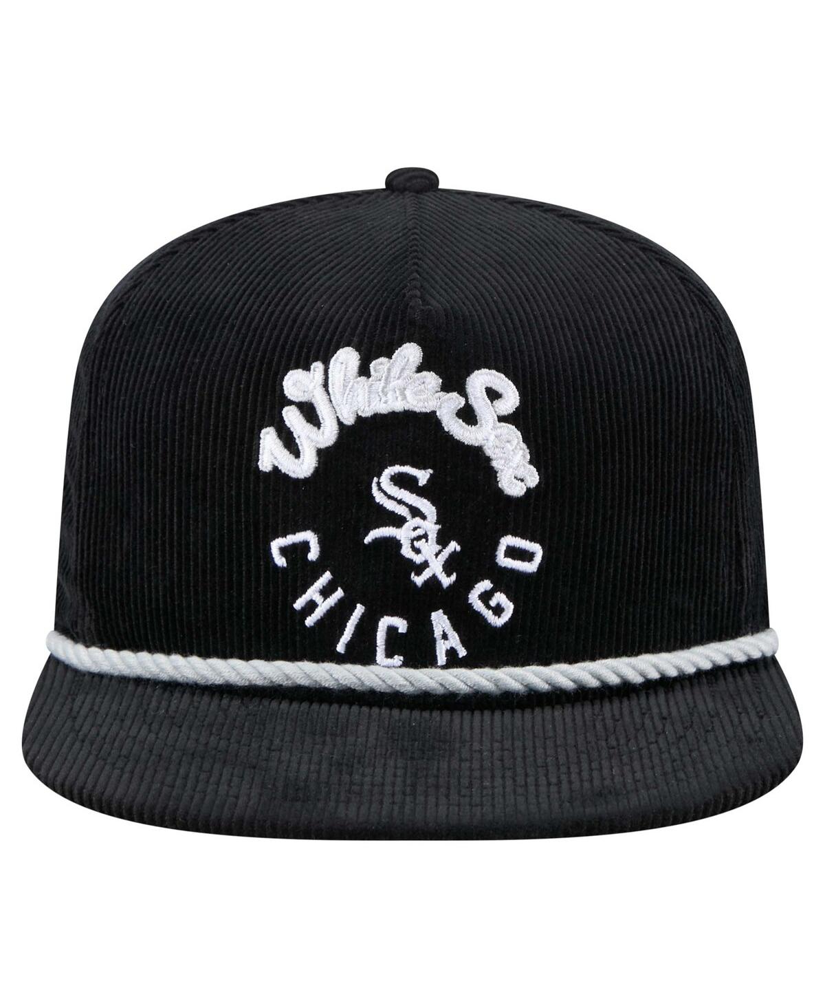 NEW ERA MEN'S BLACK CHICAGO WHITE SOX FULL CIRCLE CORDUROY GOLFER ADJUSTABLE HAT 