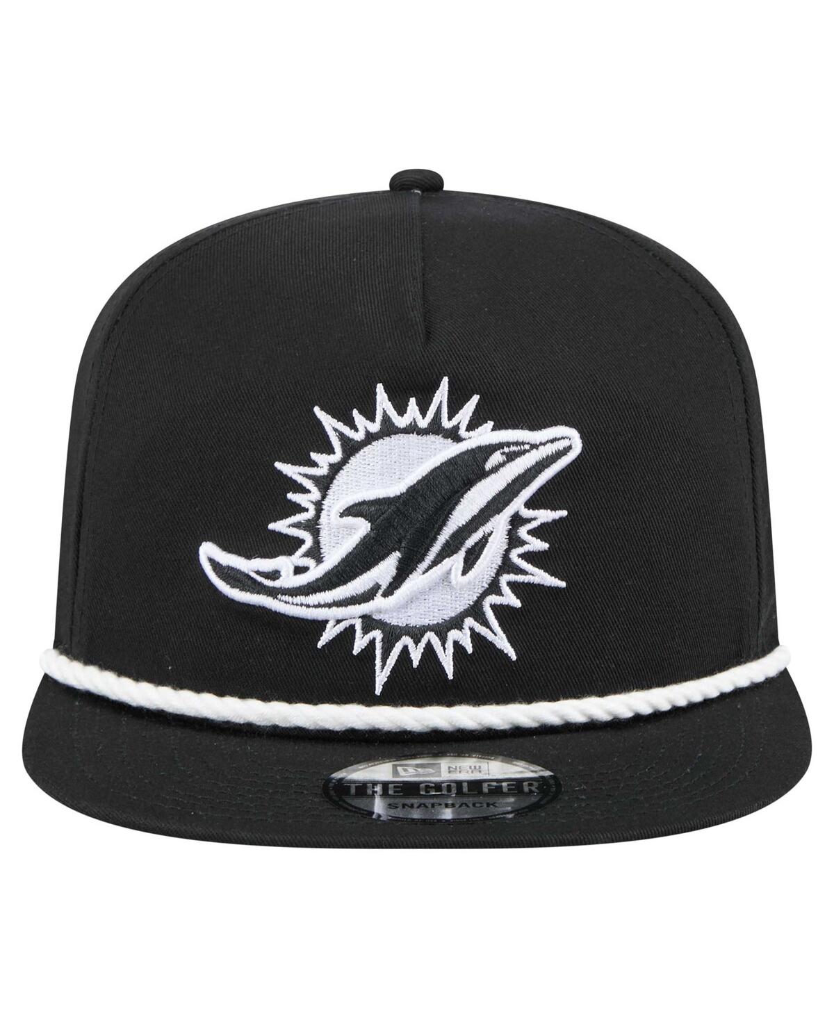 NEW ERA MEN'S BLACK MIAMI DOLPHINS B-DUB GOLFER SNAPBACK HAT 