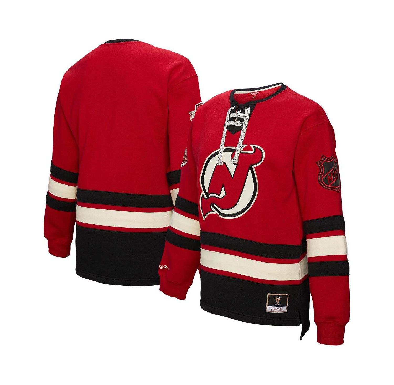 Women's Red New Jersey Devils Heritage Lace-Up Pullover Sweatshirt