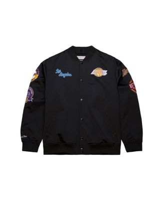 Men's Black Los Angeles Lakers Blackout Collection Vintage Full-Snap Satin Jacket