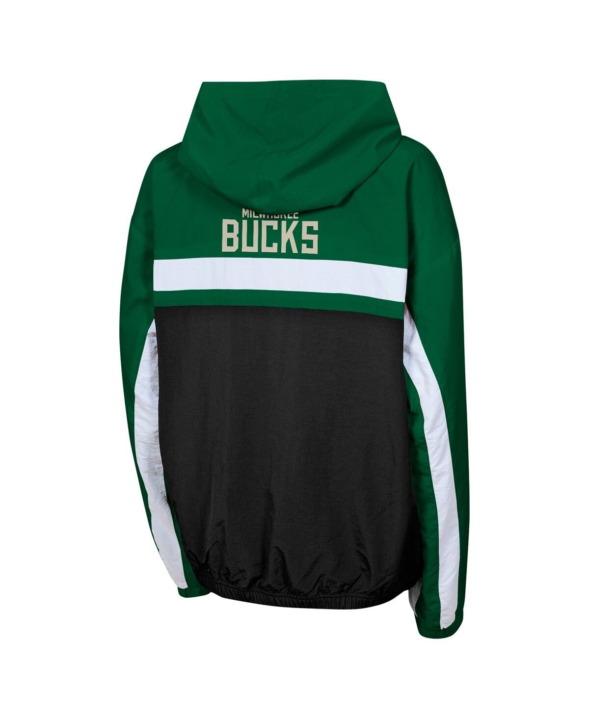 Outerstuff Big Boys And Girls Hunter Green Milwaukee Bucks Headliner Windbreaker Full-zip Hoodie Jacket In Multi