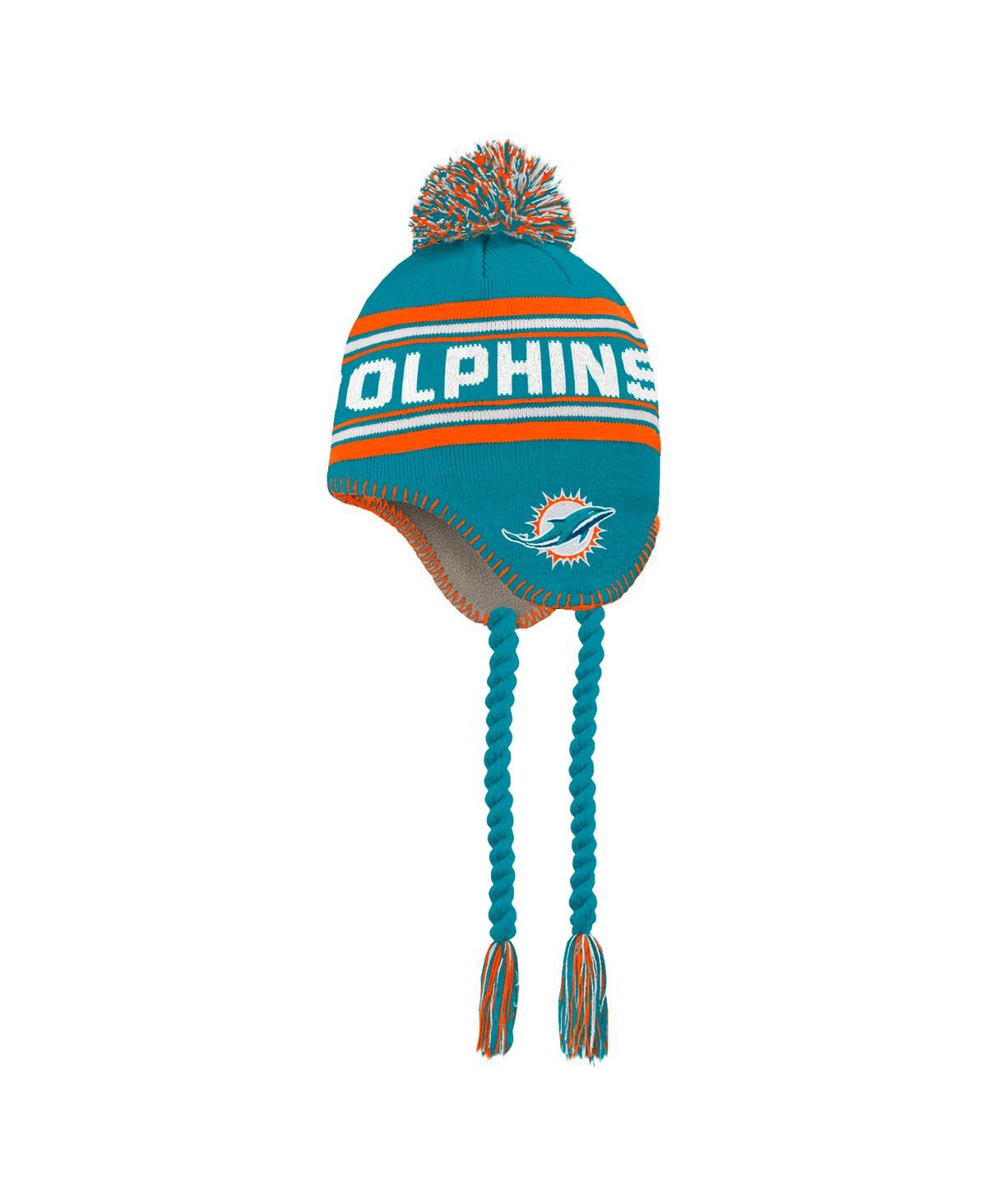 Outerstuff Preschool Aqua Miami Dolphins Jacquard Tassel With Pom Knit Hat In Aqua
